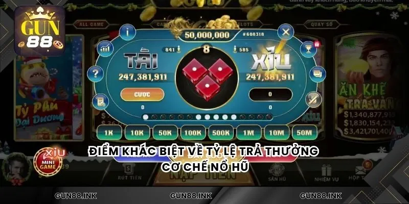 Điểm khác biệt về tỷ lệ trả thưởng cơ chế nổ hũ